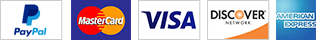 Accepted payment methods: PayPal, Visa, Mastercard, American Express, Discover